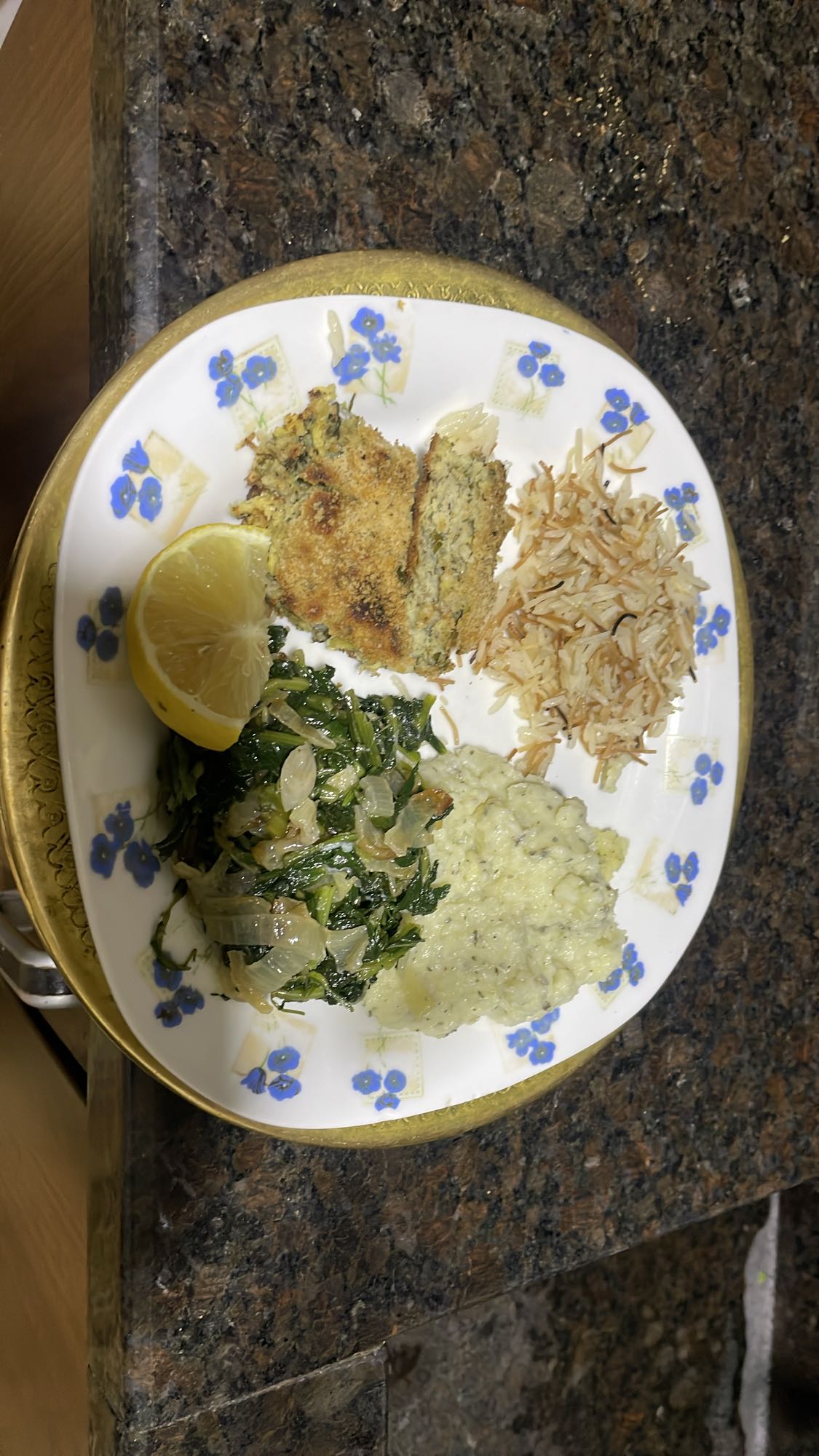 Herb Fish, Rice, Greens
