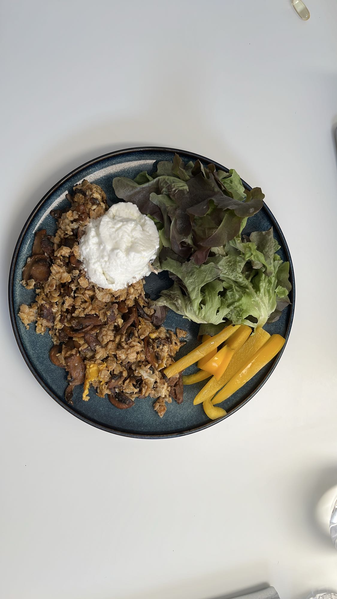 Egg scramble with salad