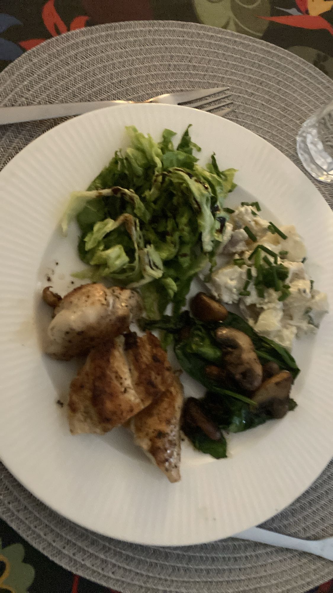 Kyckling med sallad och potatis