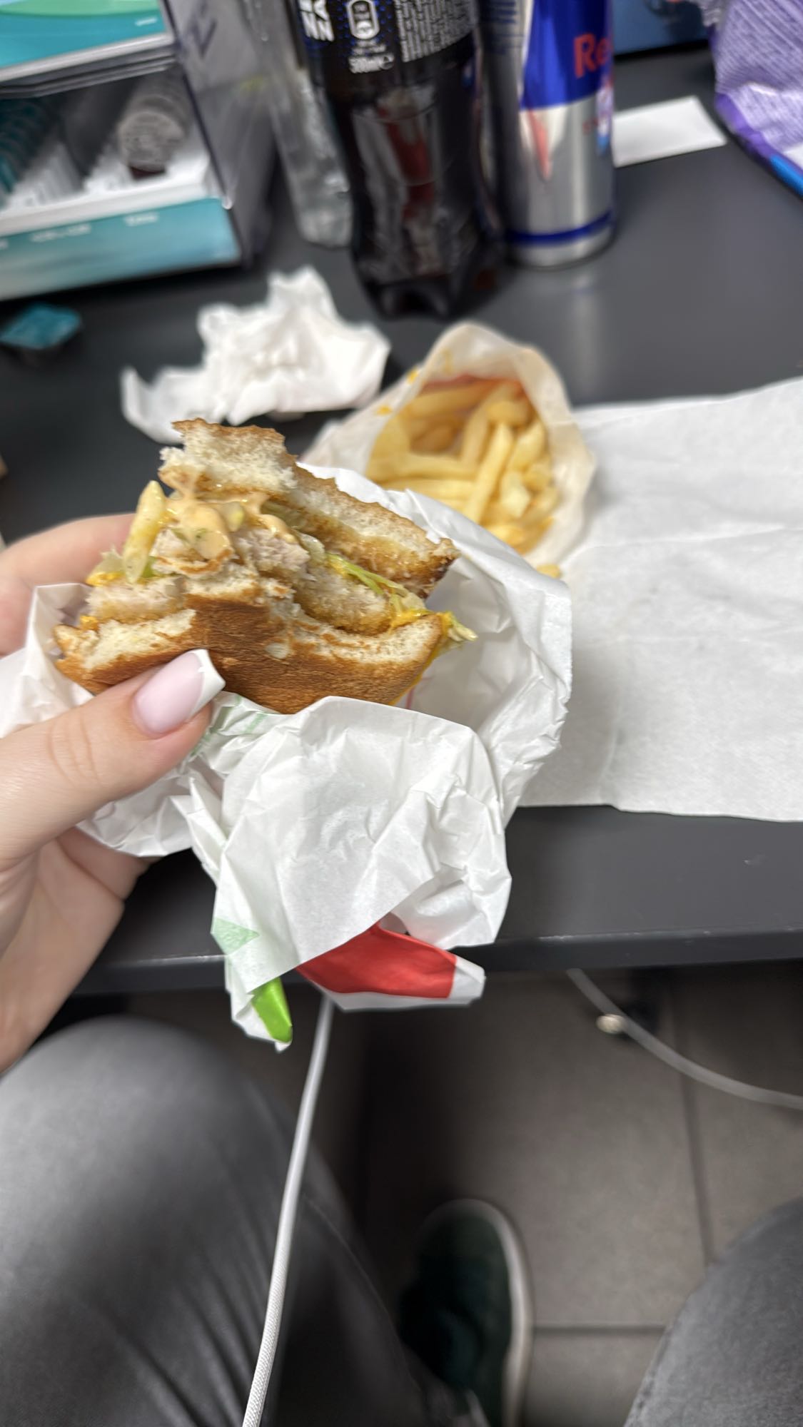 Burger cu cartofi prăjiți