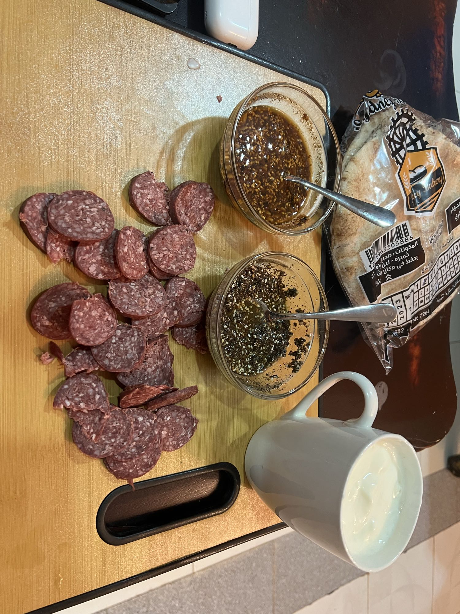 Salami Bread Snack Plate