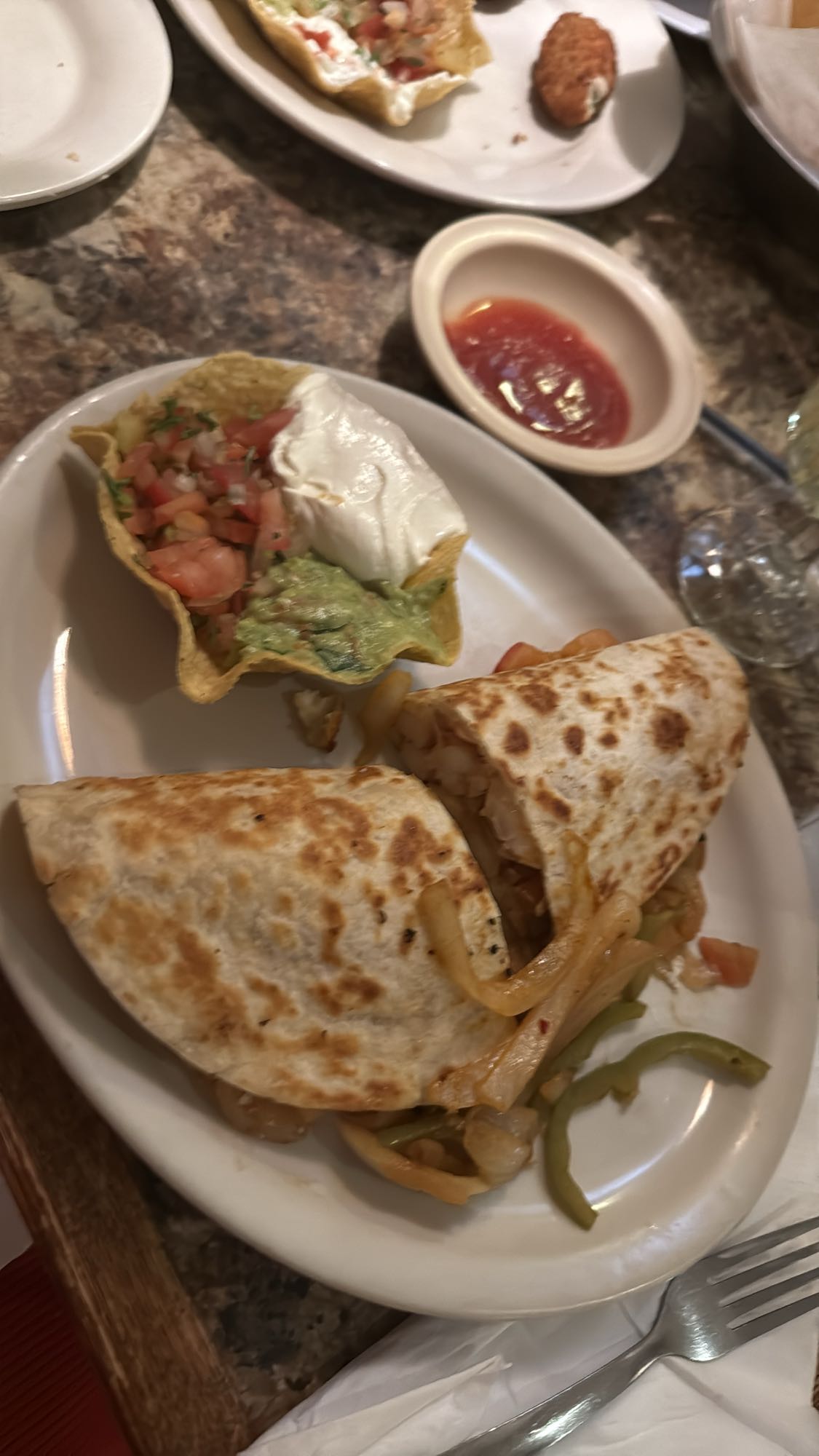 Chicken quesadilla plate