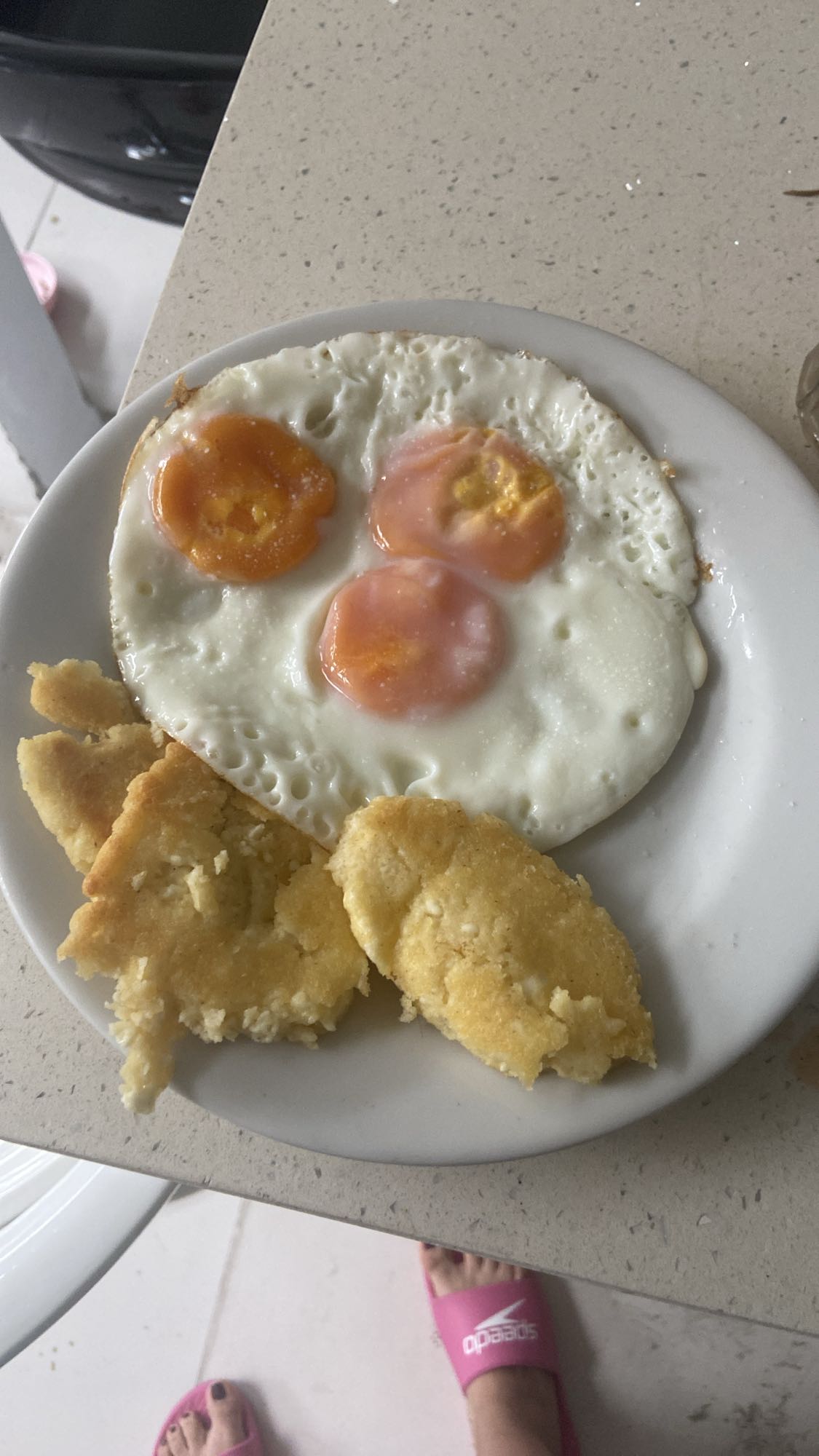 Eggs with corn cakes