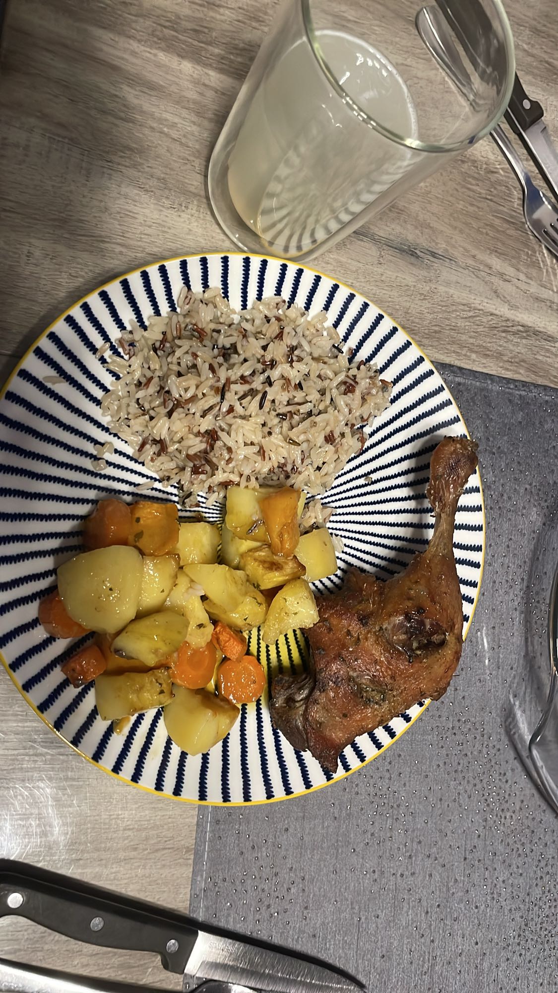 Poulet, riz et légumes