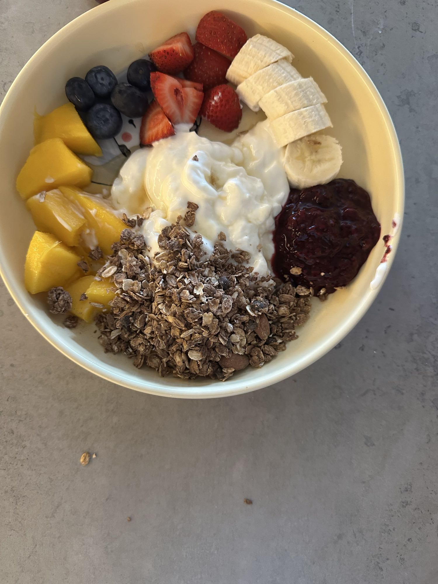 bol de yogur con frutas