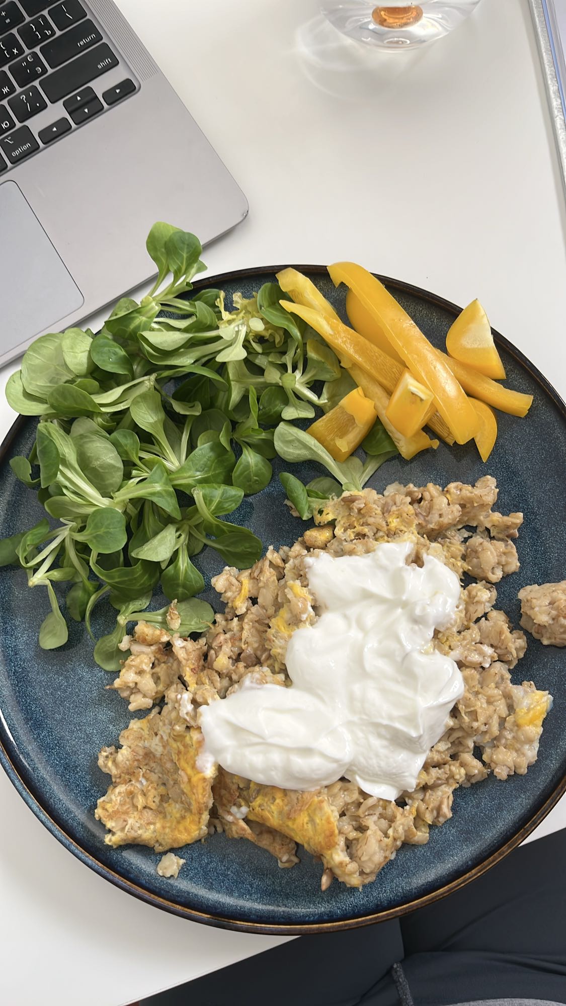 Egg oat scramble & salad