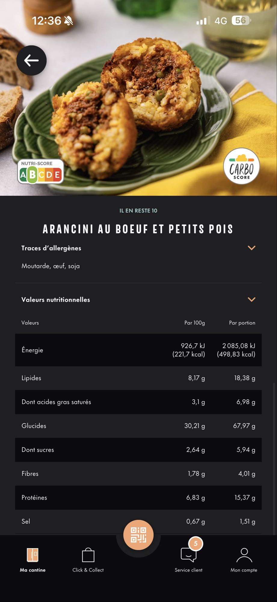 Arancini boeuf petits pois