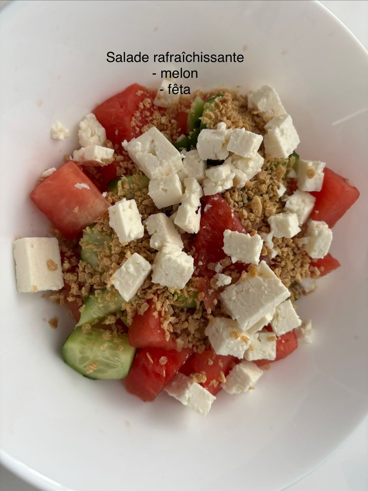 Salade melon feta croquante