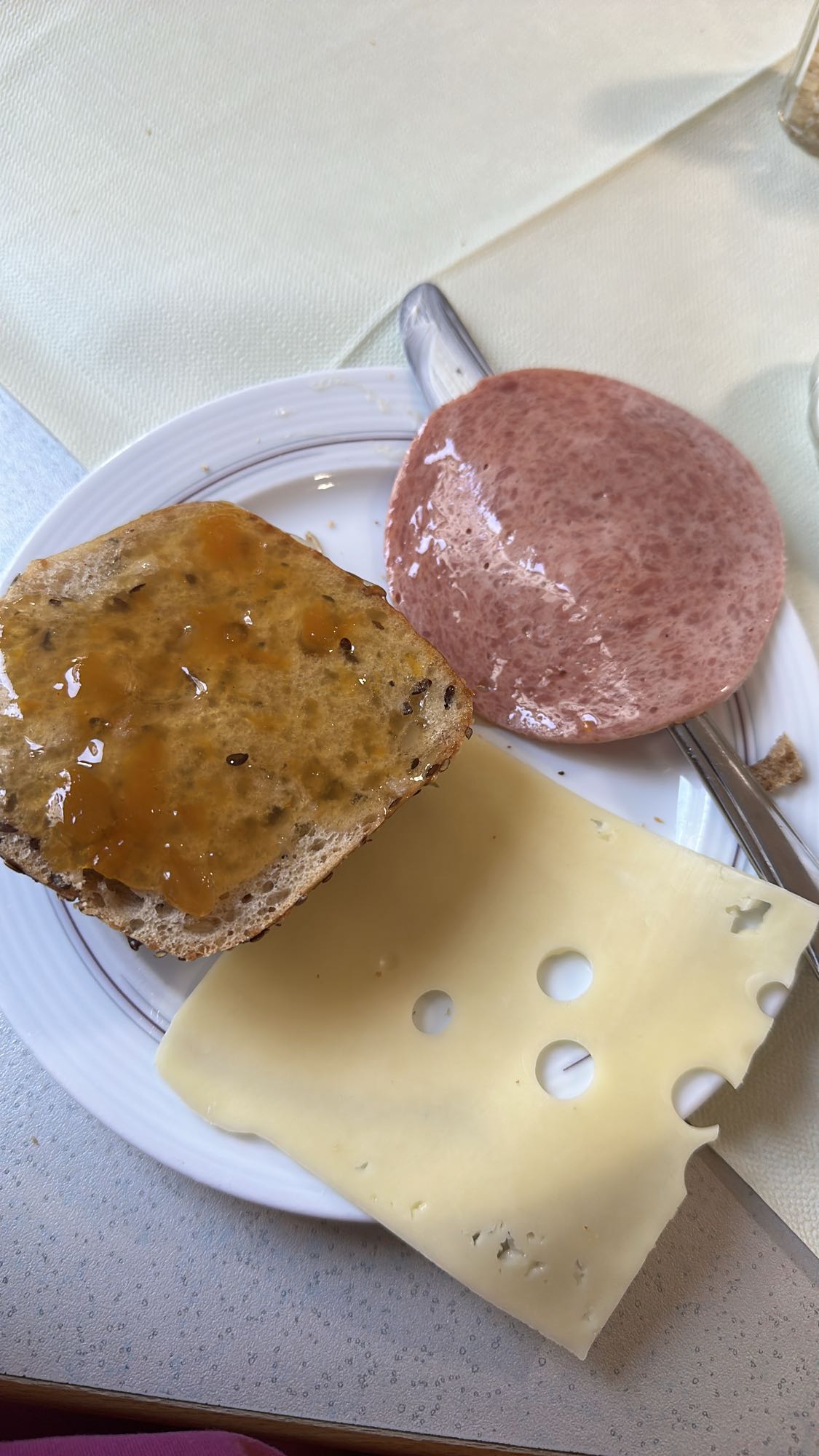Bread, Cheese, Sausage, Jam