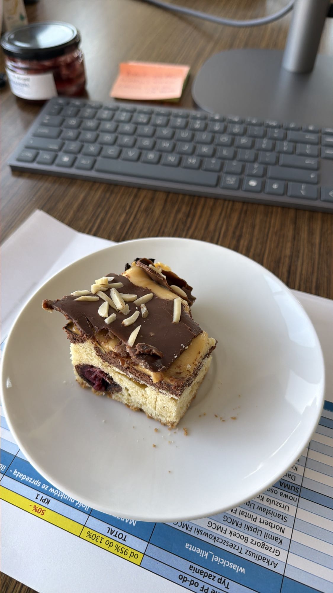 ciasto z czekoladą i wiśniami