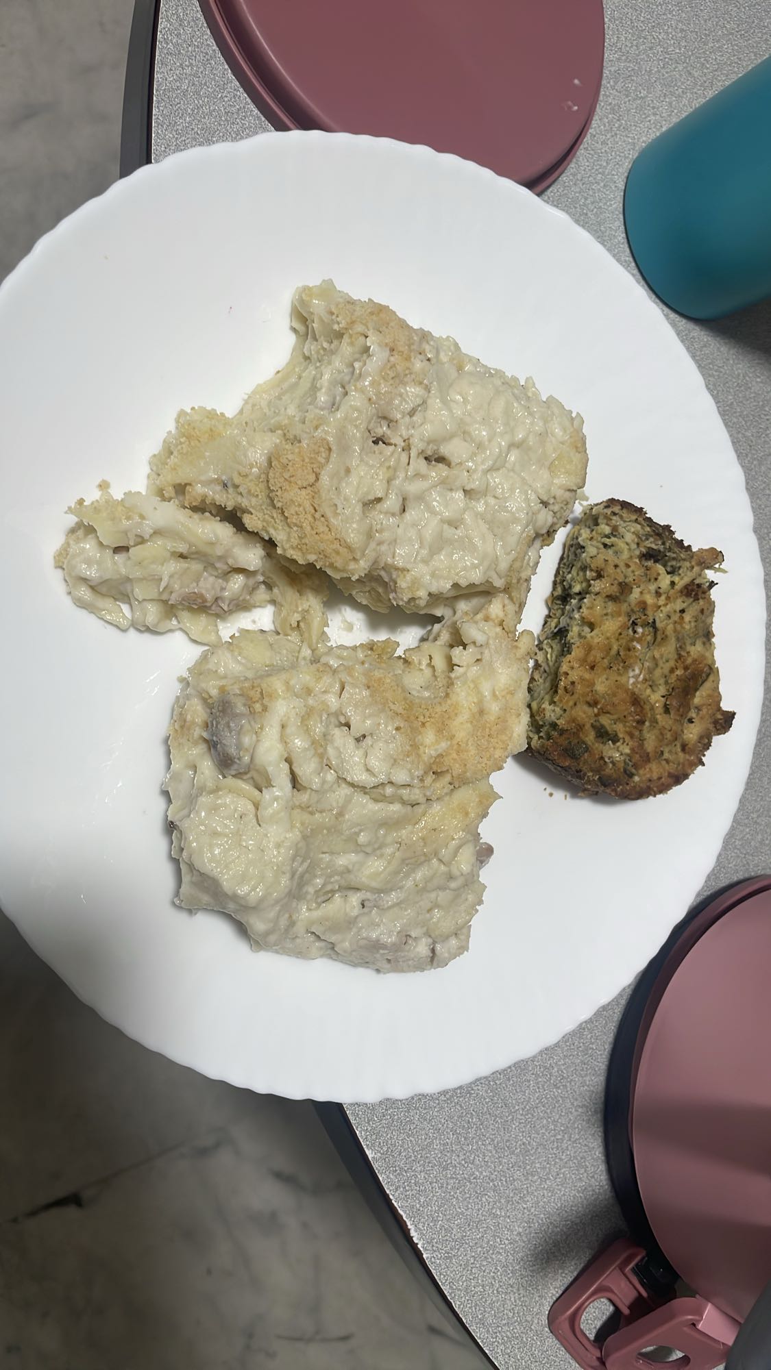 Chicken casserole & muffin