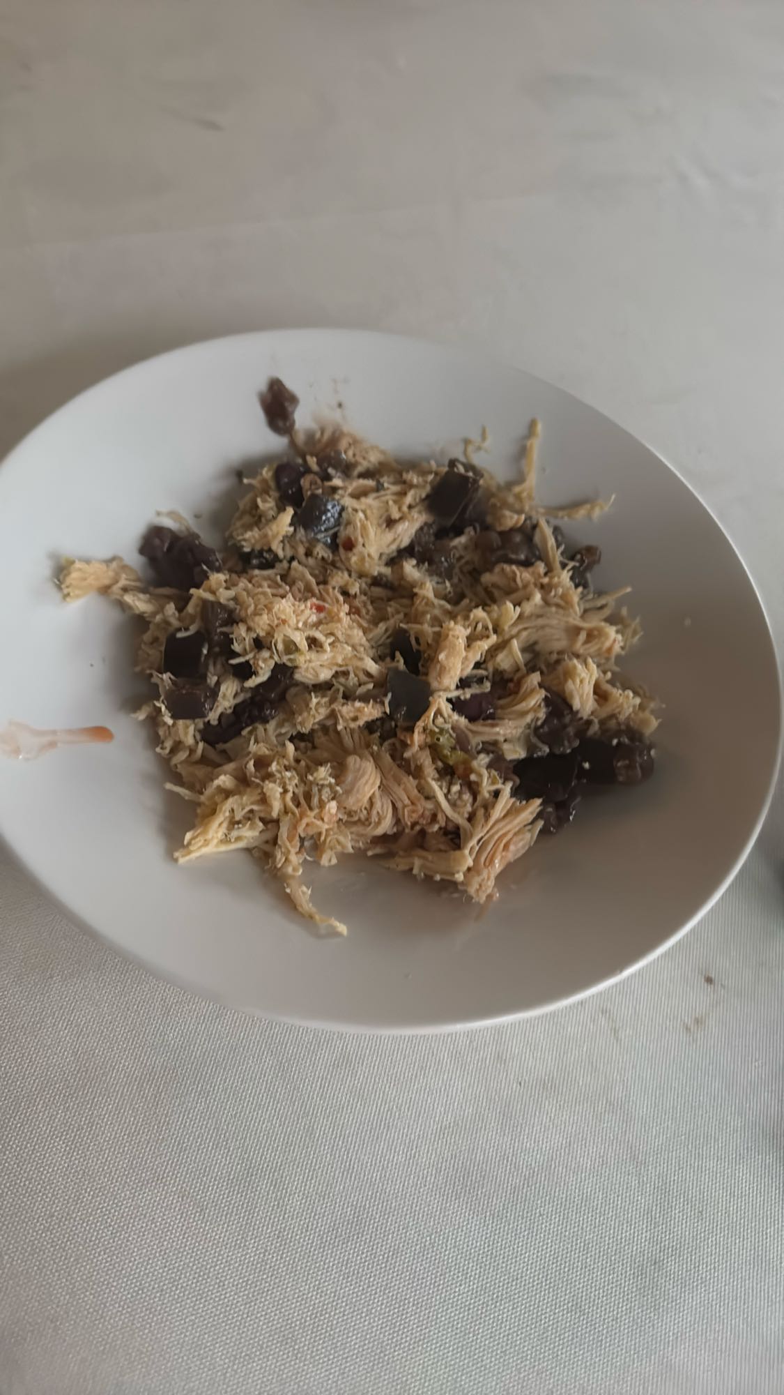Frango desfiado com berinjela