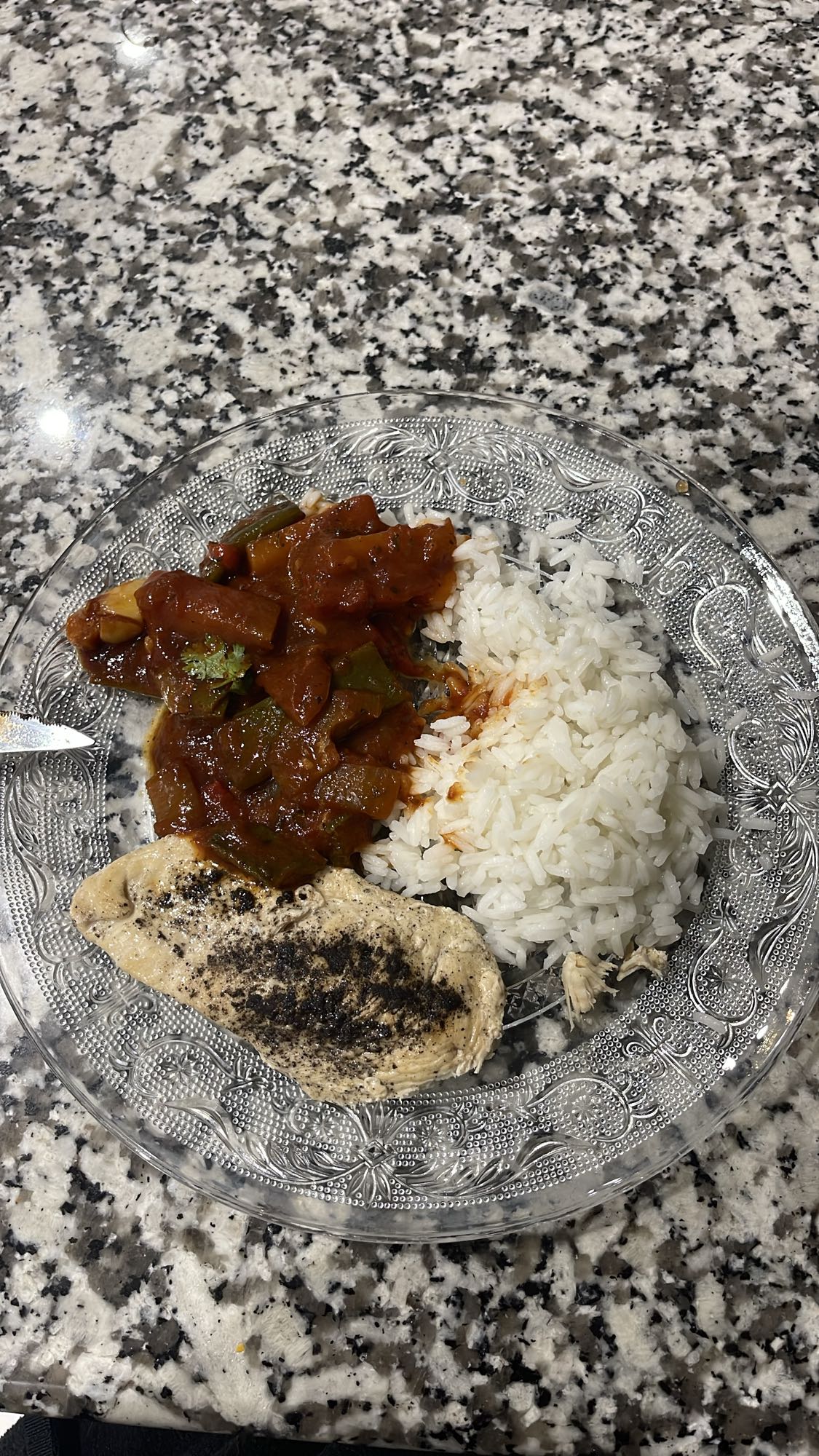 Poulet, riz et légumes