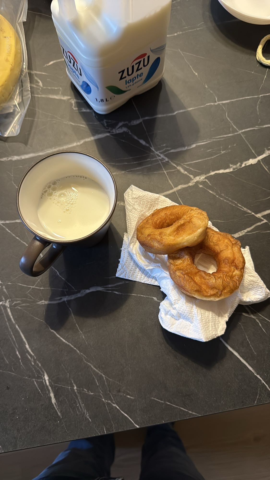Milk and fried donuts