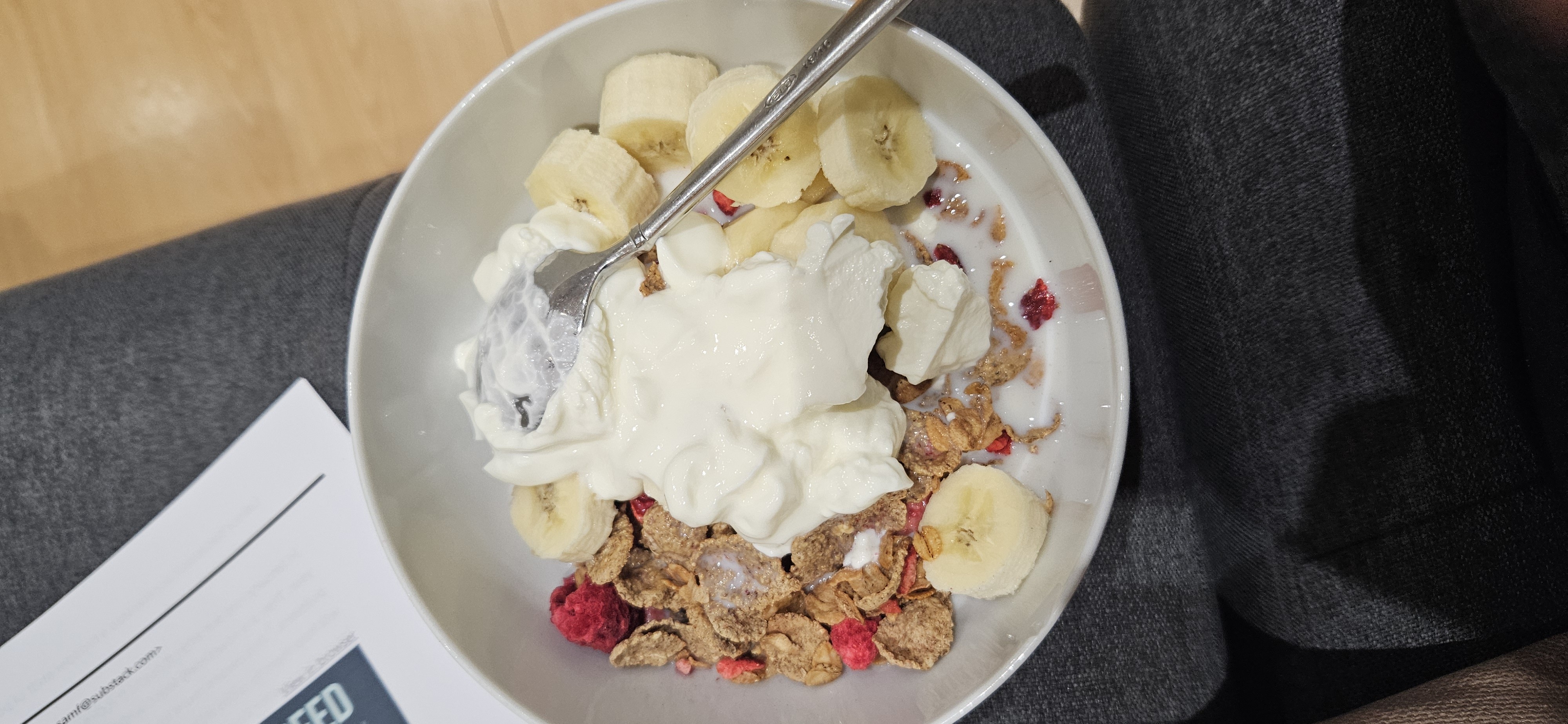 Yogurt banana cereal bowl