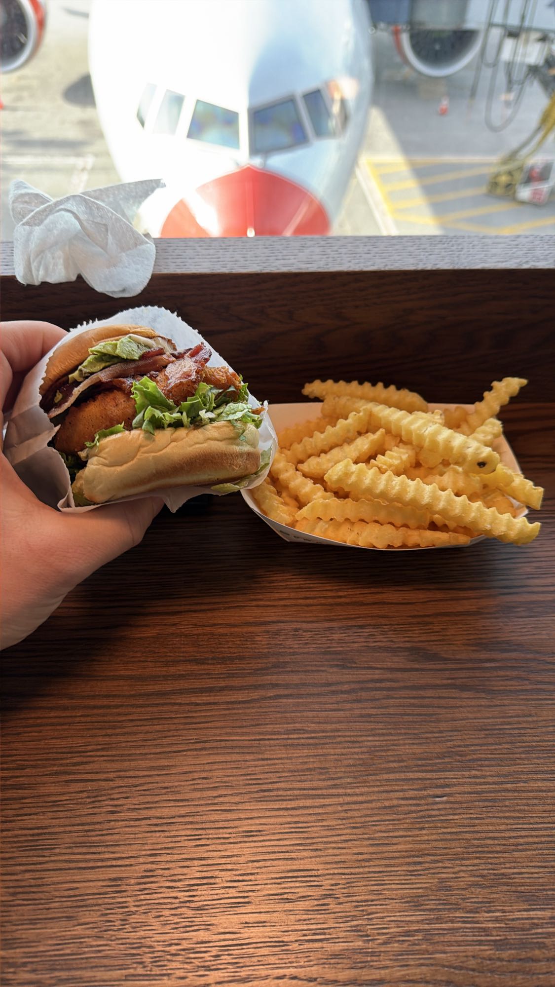 Chicken burger & fries