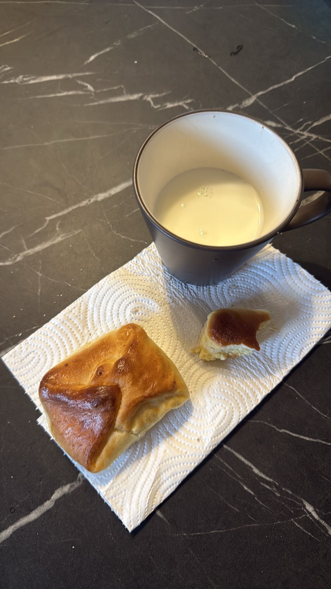 Milk and pastry snack