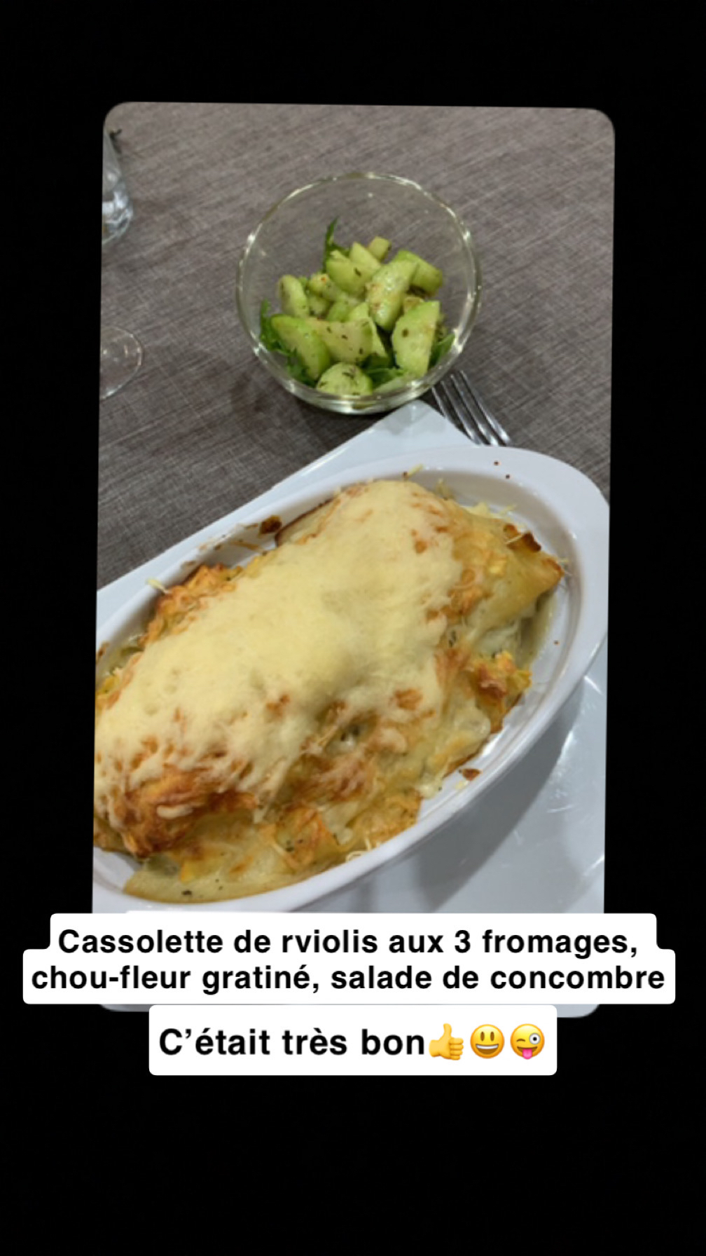 Cassolettes raviolis 3 fromages