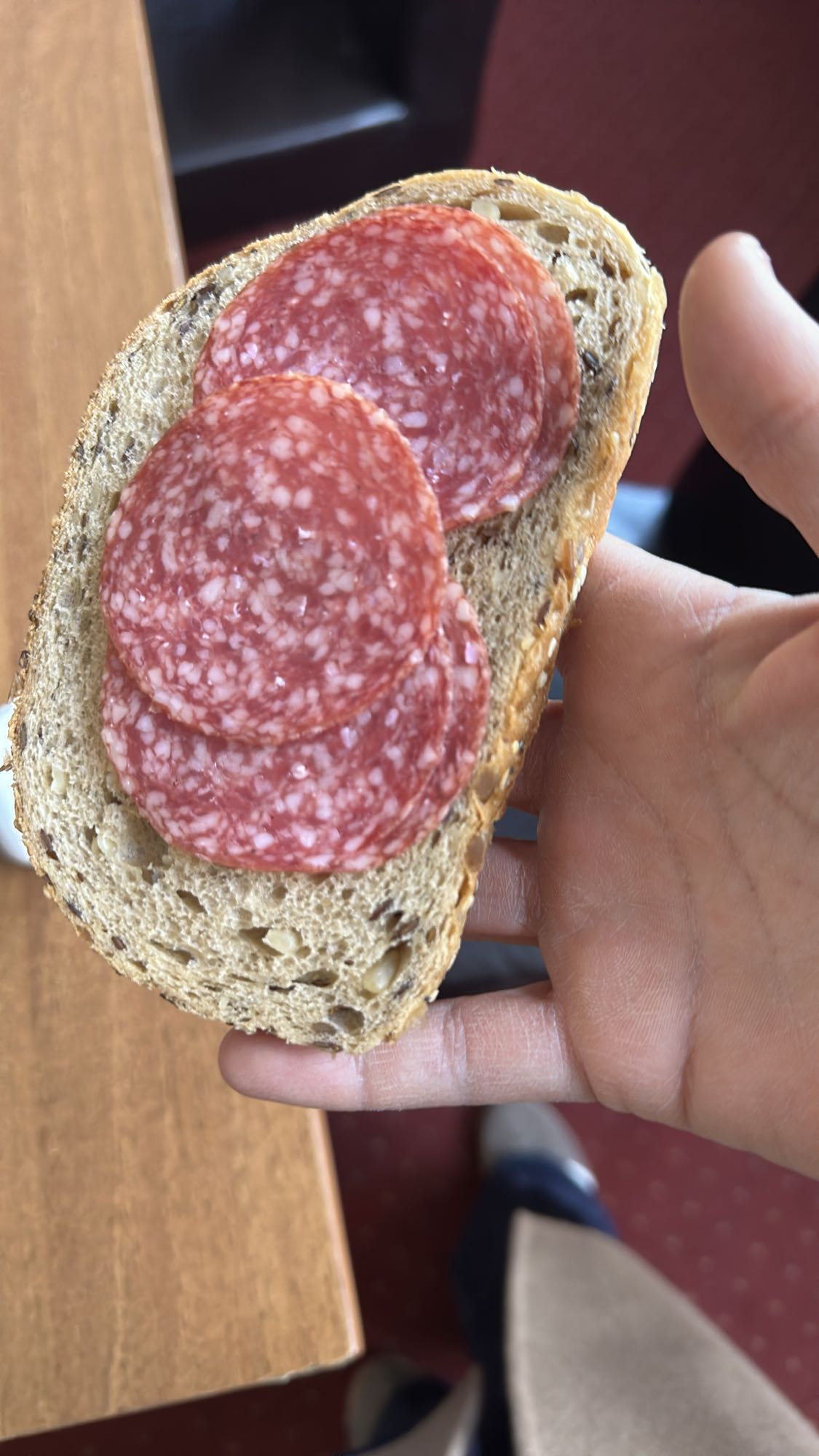 Salami on seed bread