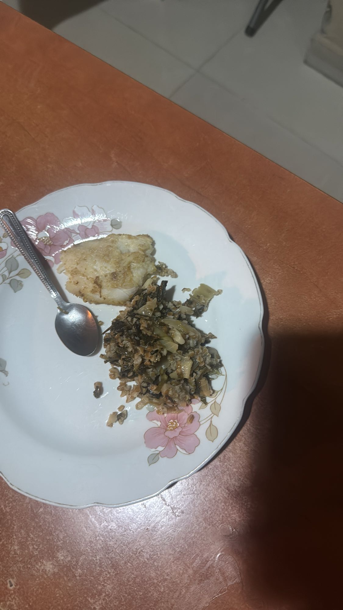 Fried fish and greens