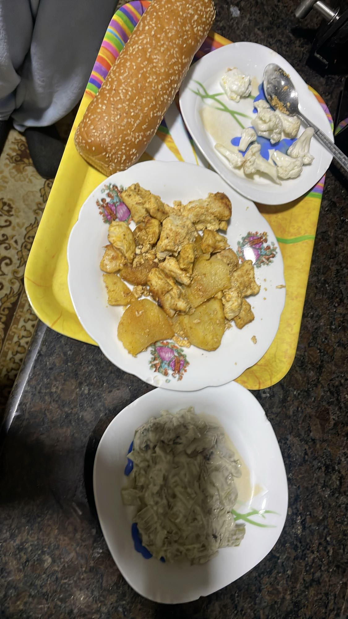 Chicken potato plate with bread