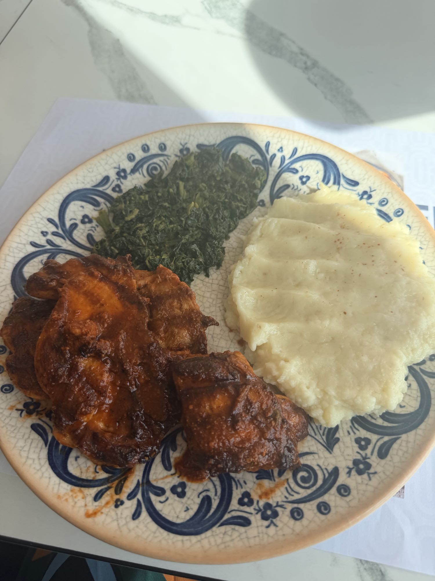 курица с кашей и шпинатом