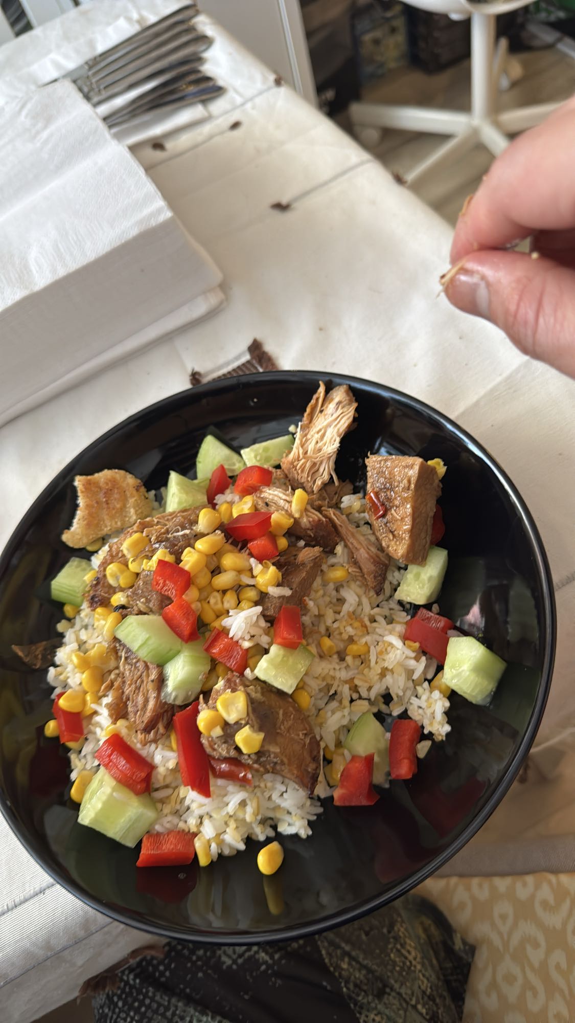 Ris- och kycklingskål