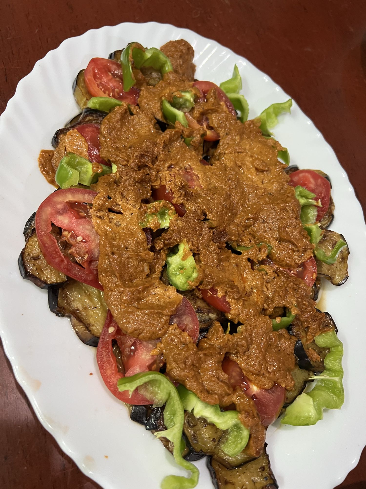 Eggplant Tomato Pepper Salad