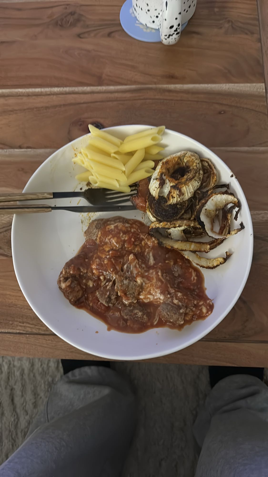 Pâtes, boulettes, légumes