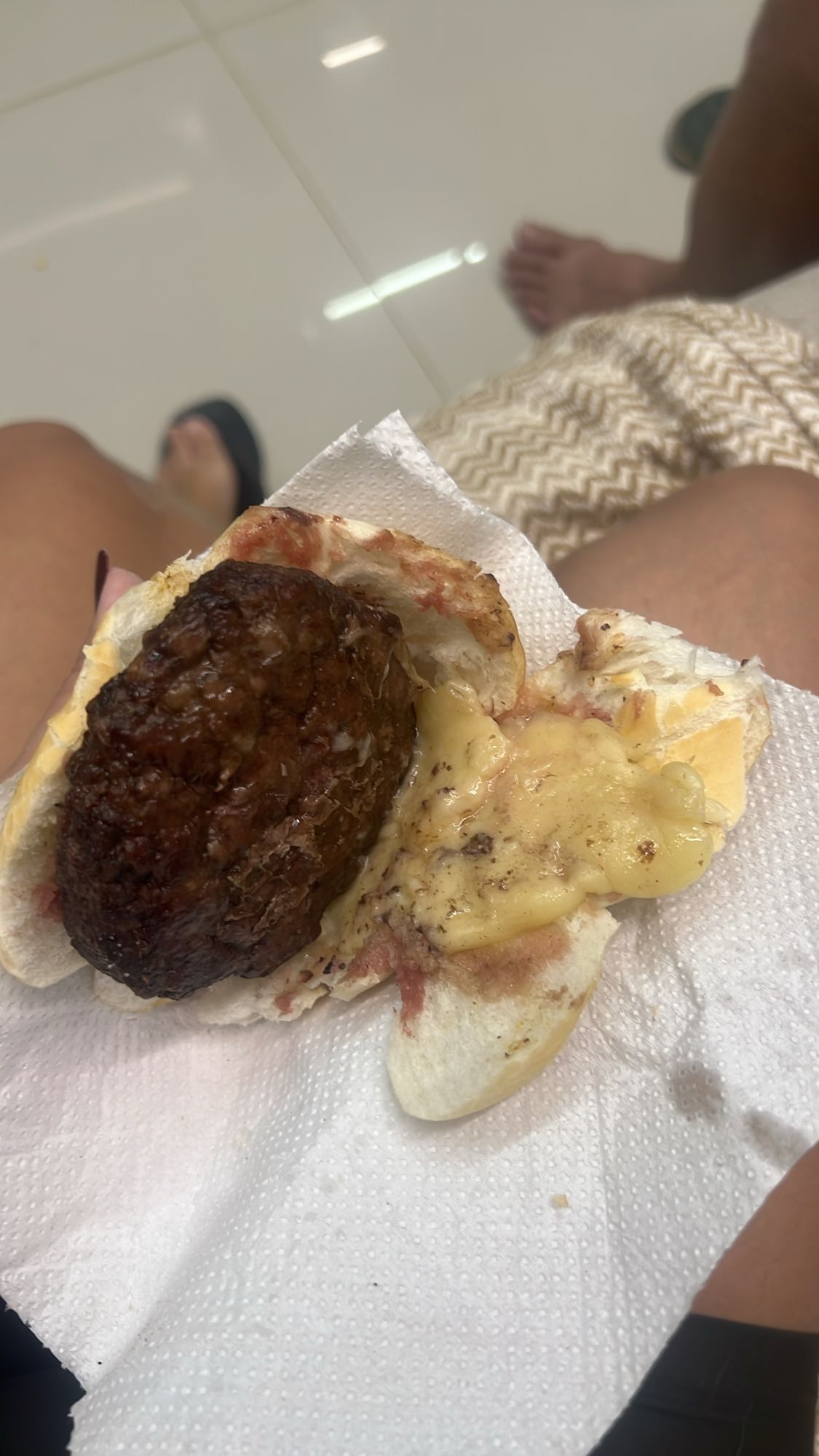 Pão com hambúrguer e queijo