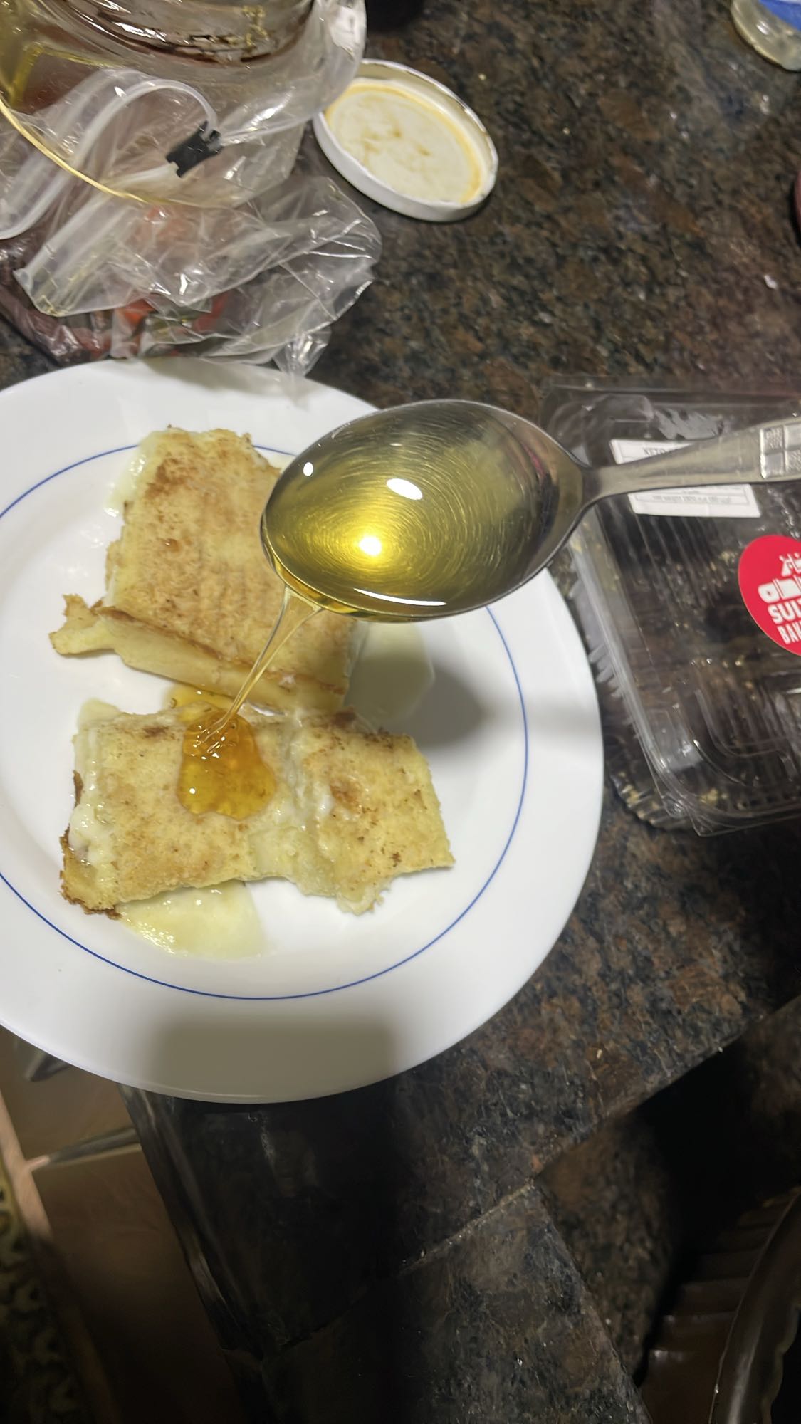 Cheese toast with honey