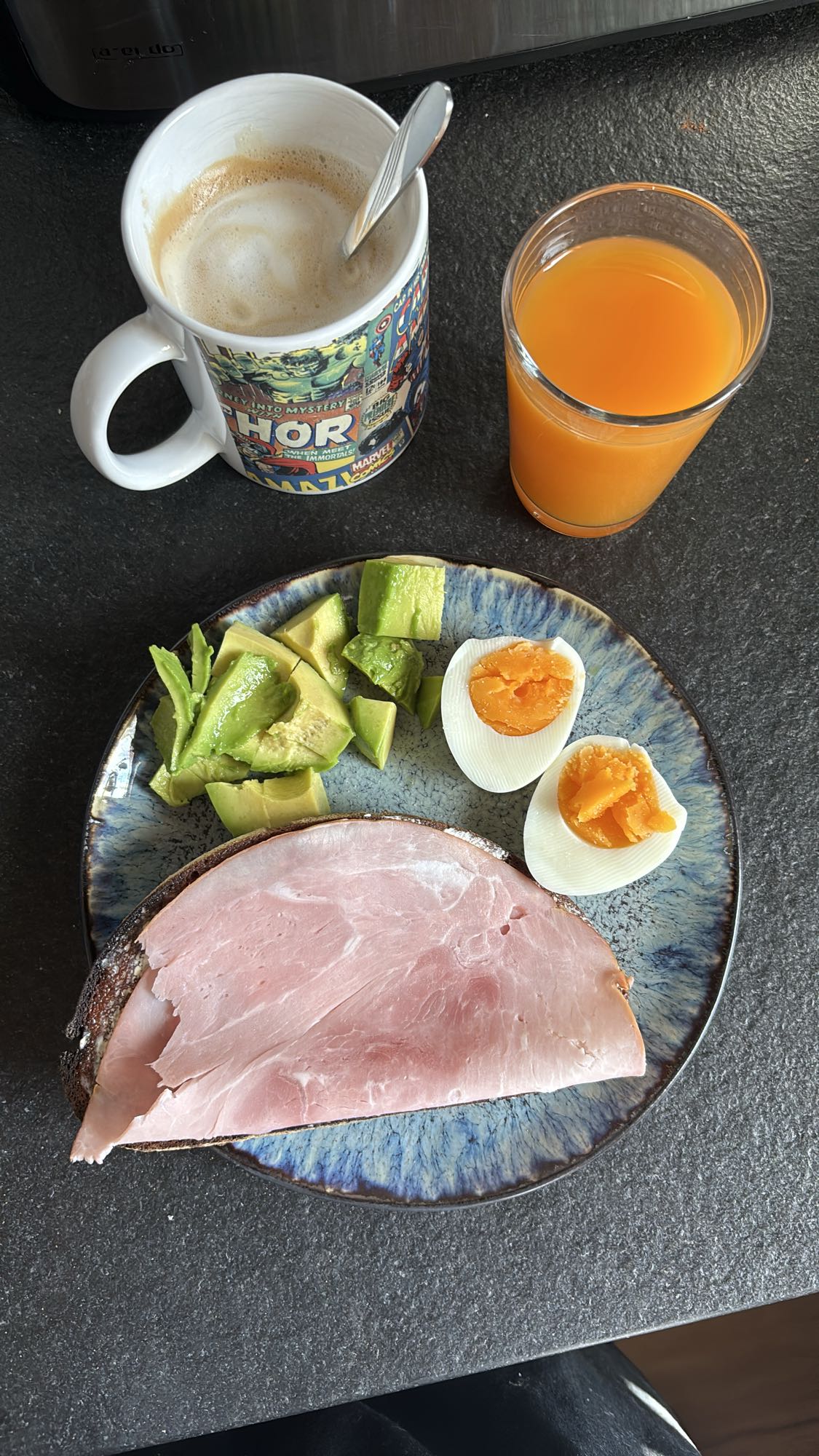 Ontbijt met ham en ei