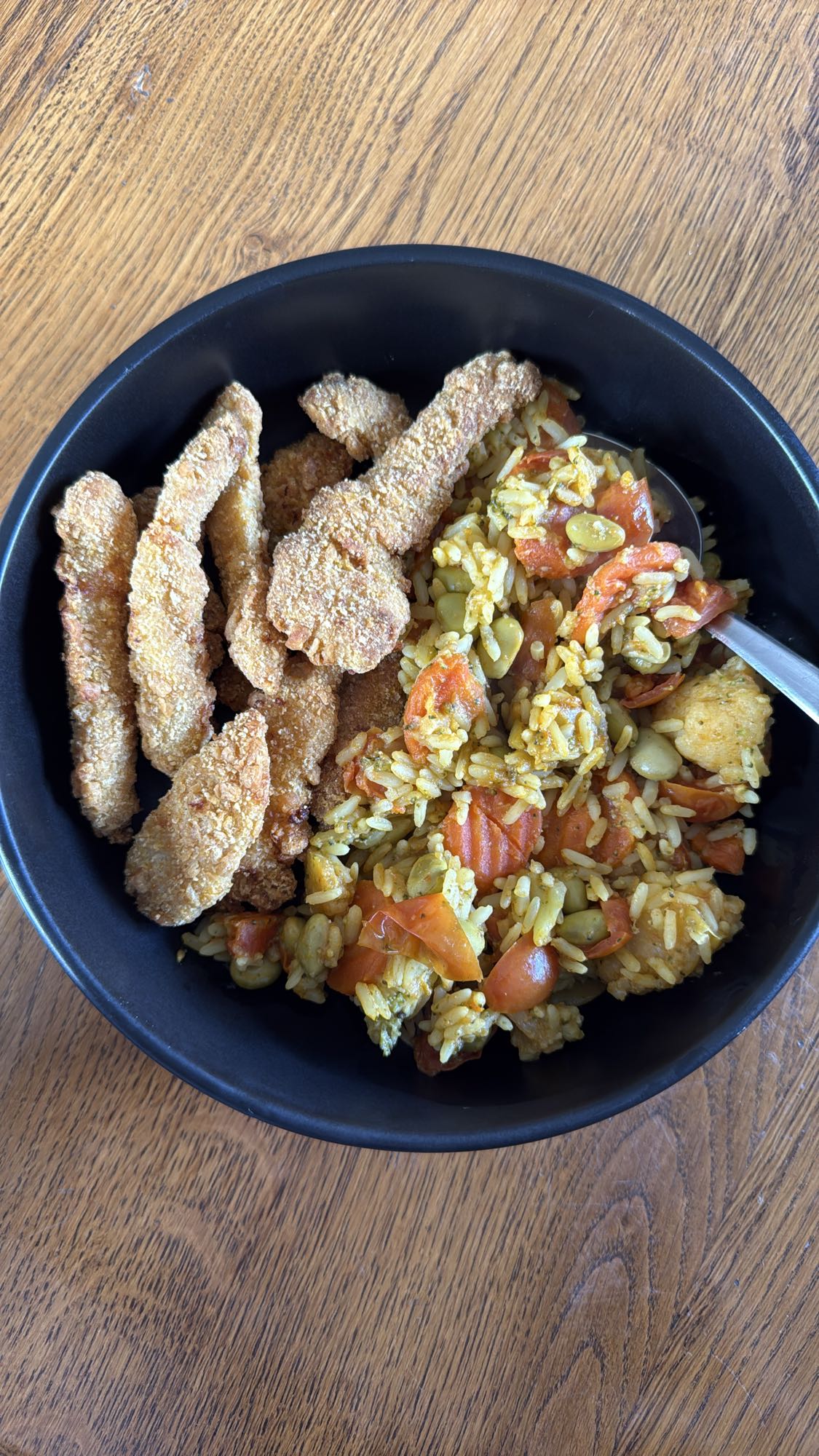 Chicken strips with rice