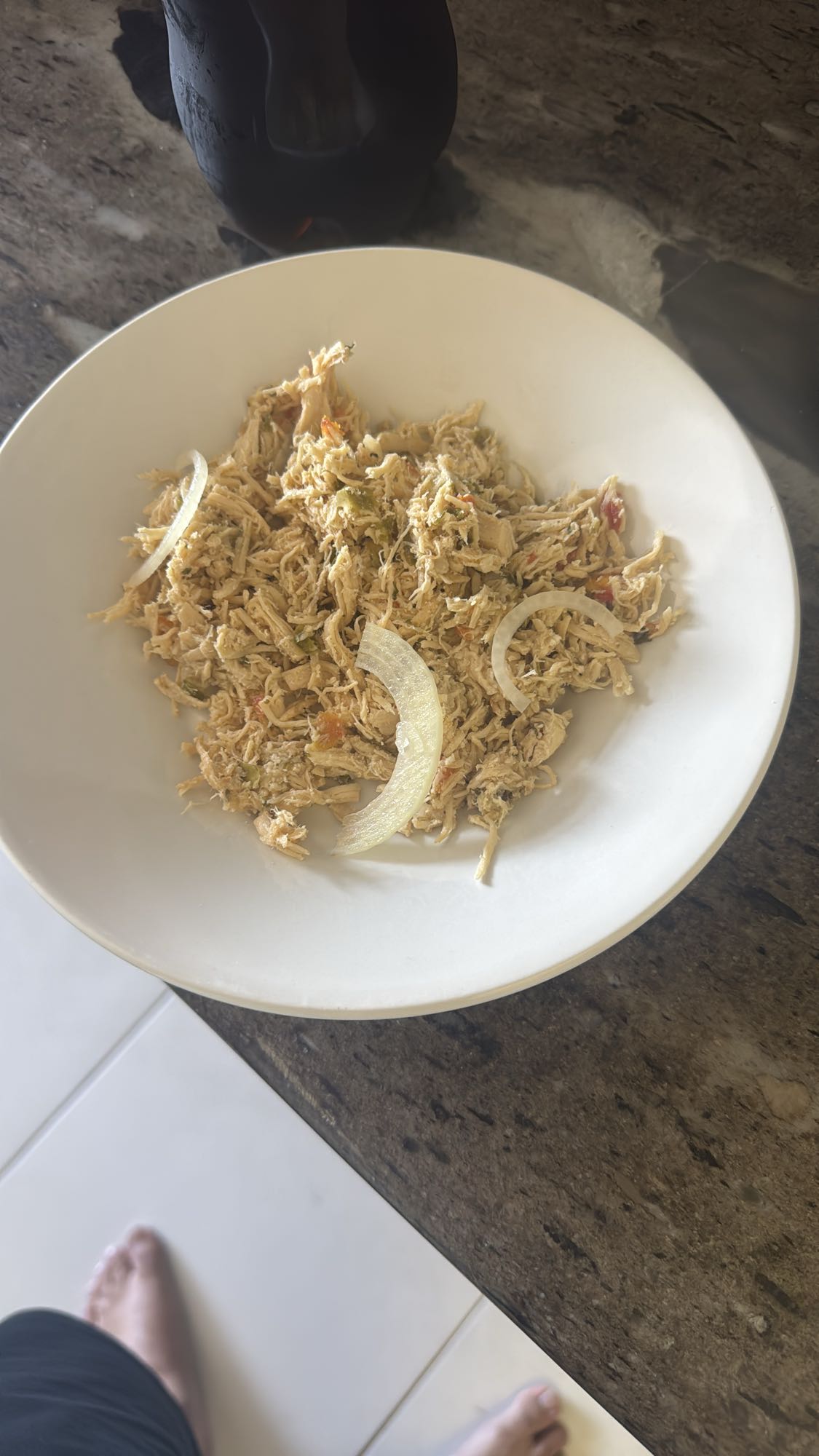 Frango desfiado com cebola