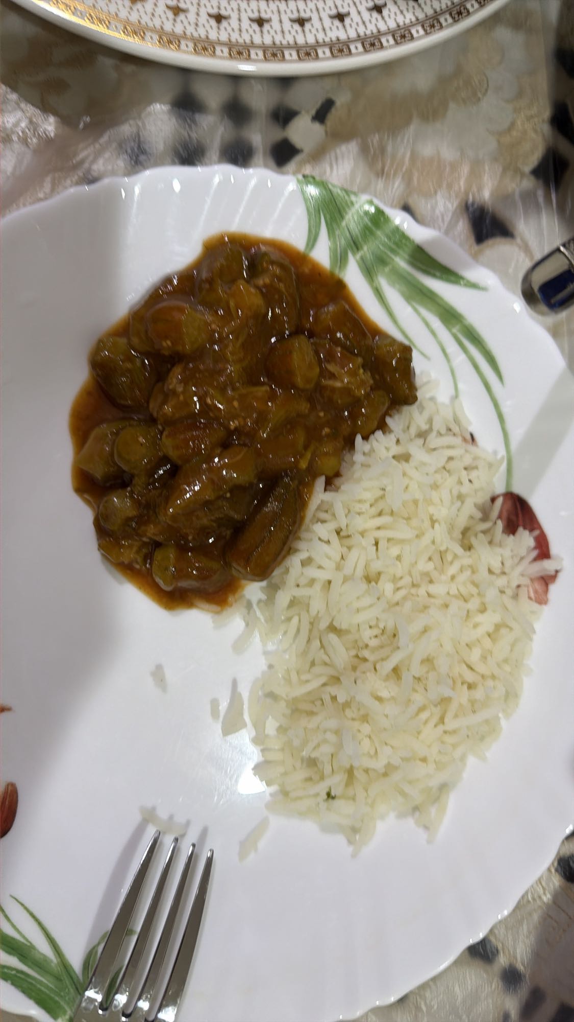 Rice with okra stew