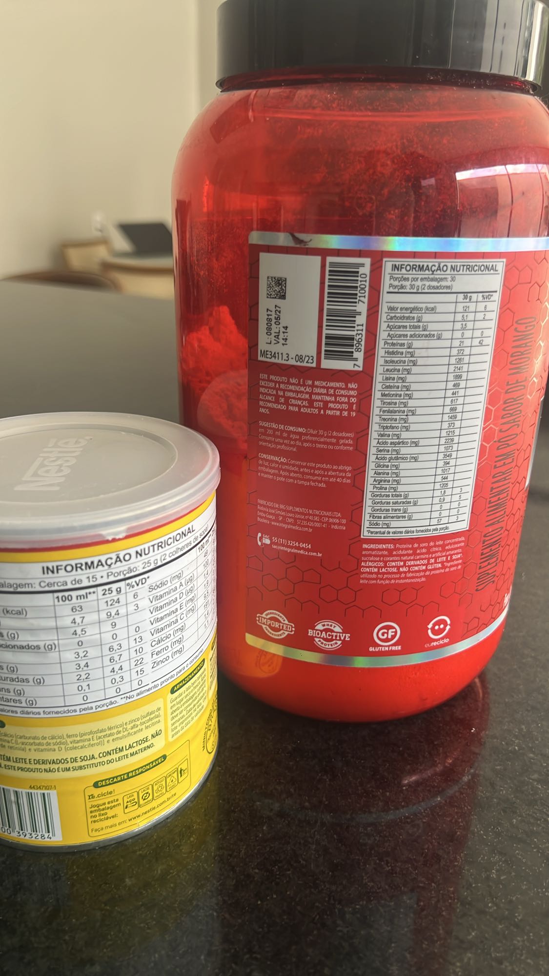 Shake de proteína e leite