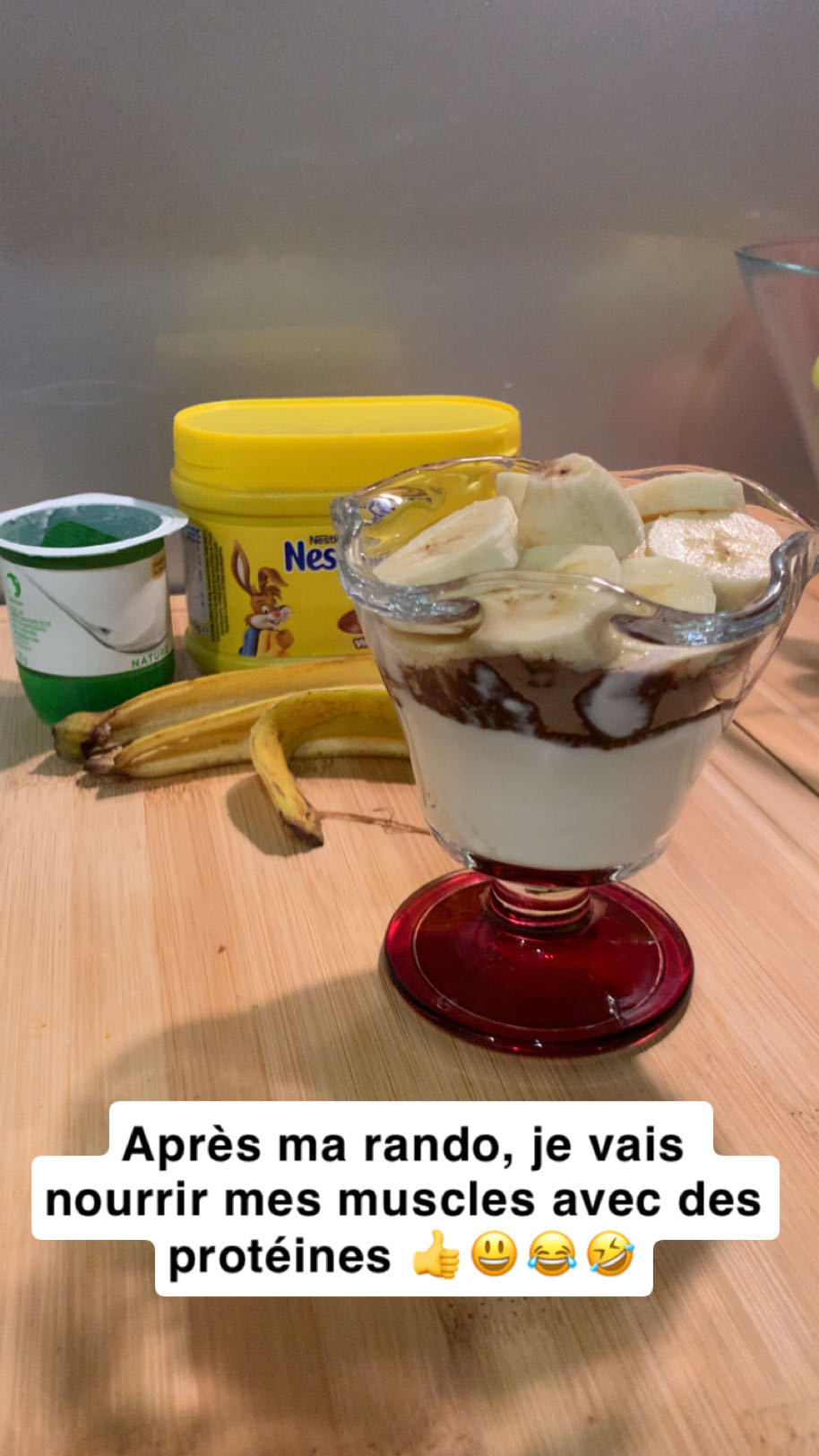 Banane, yaourt et chocolat