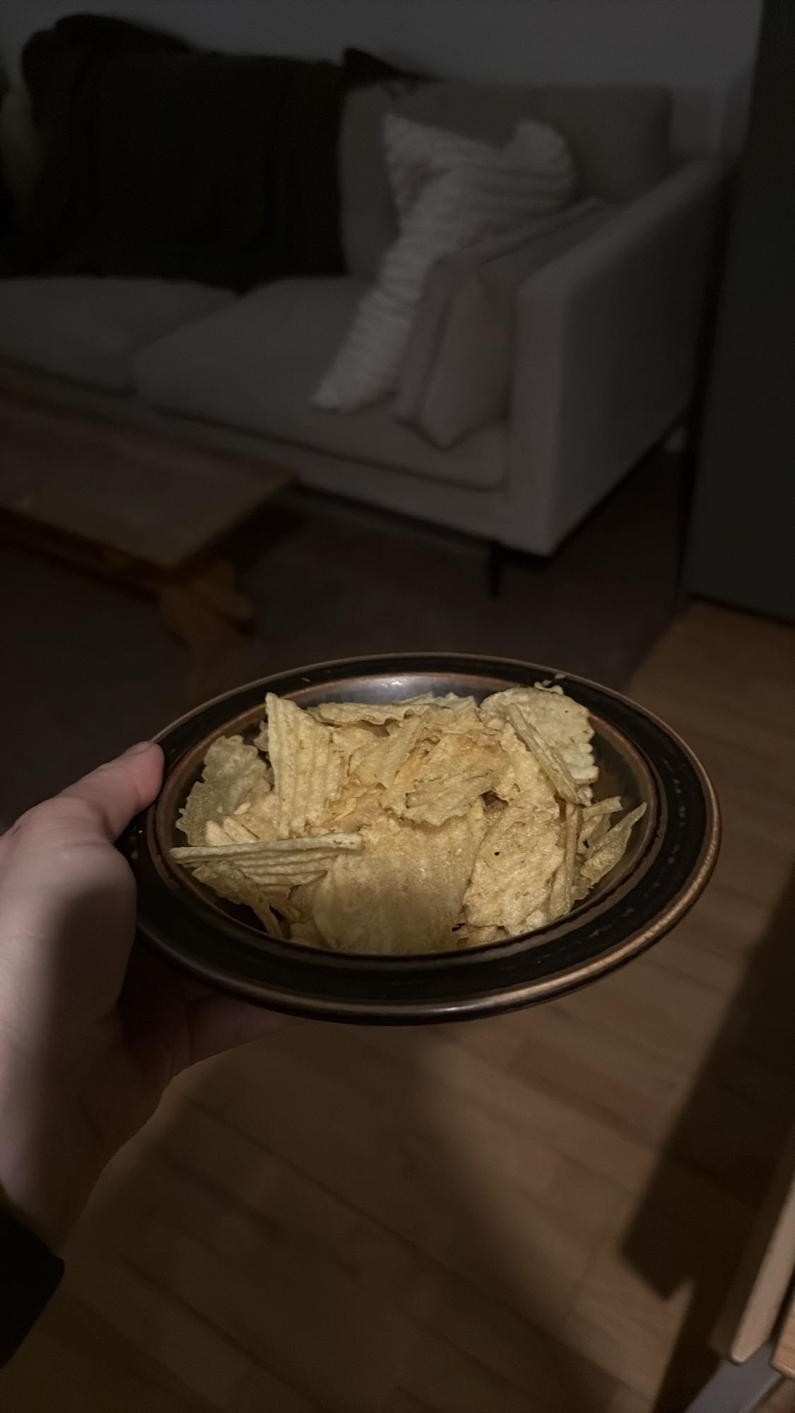 Skål med potatischips