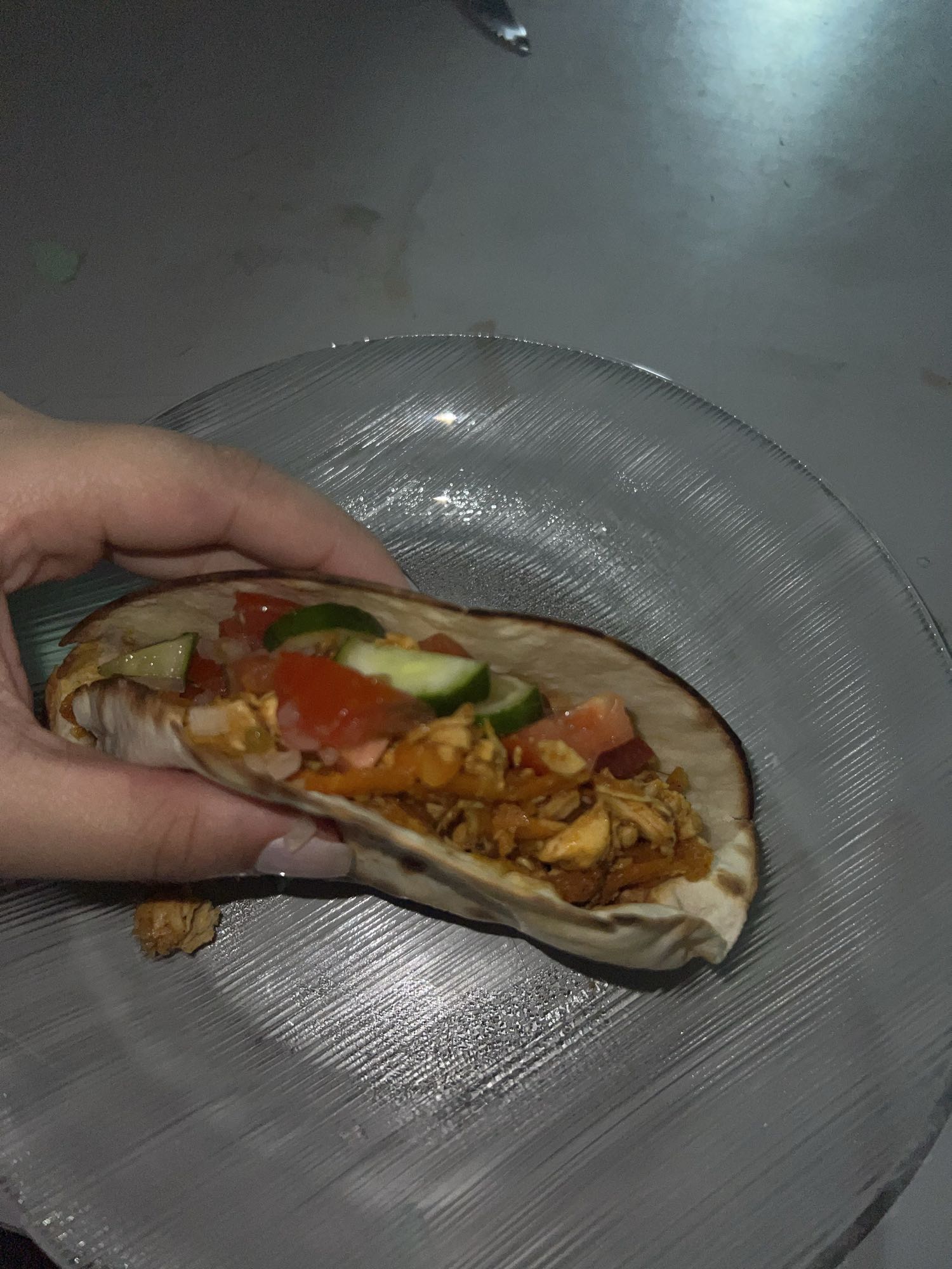 Taco de frango e legumes