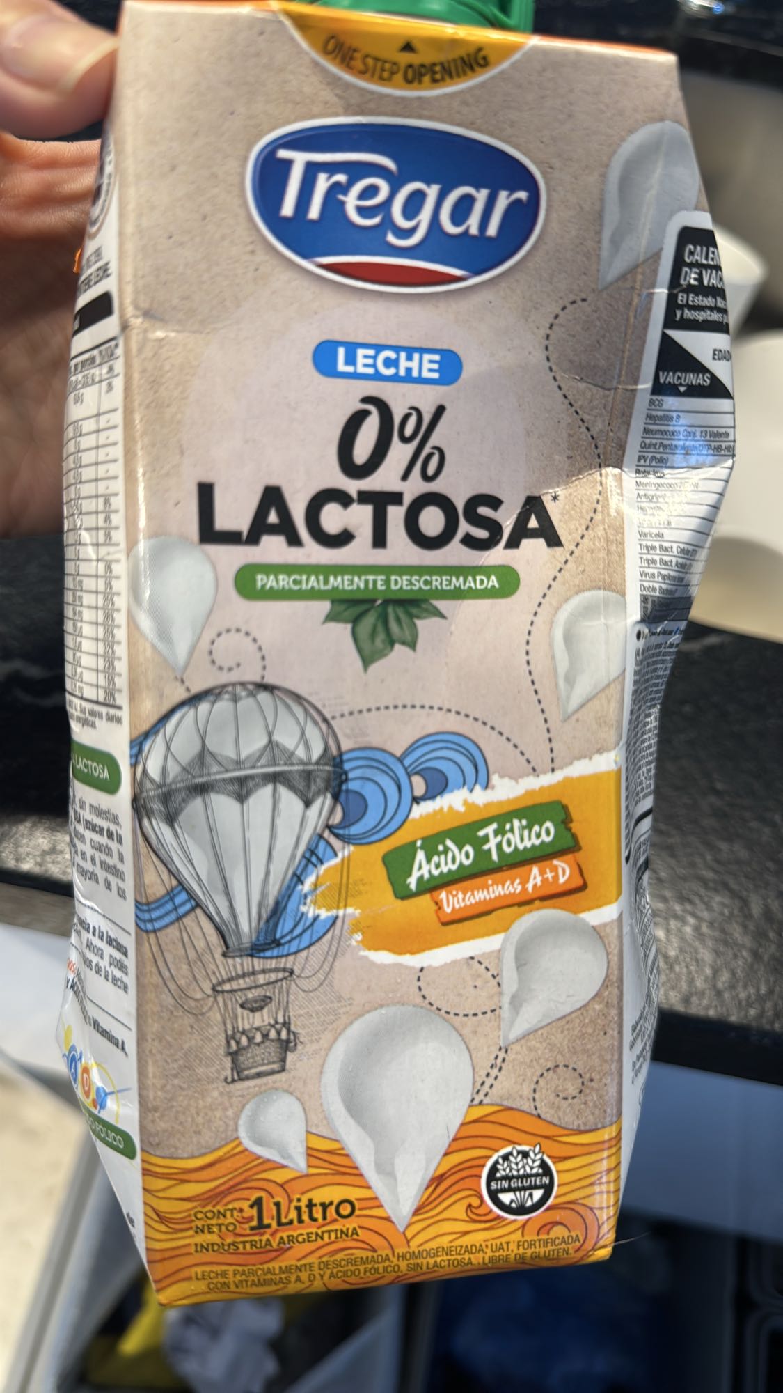 leche descremada sin lactosa