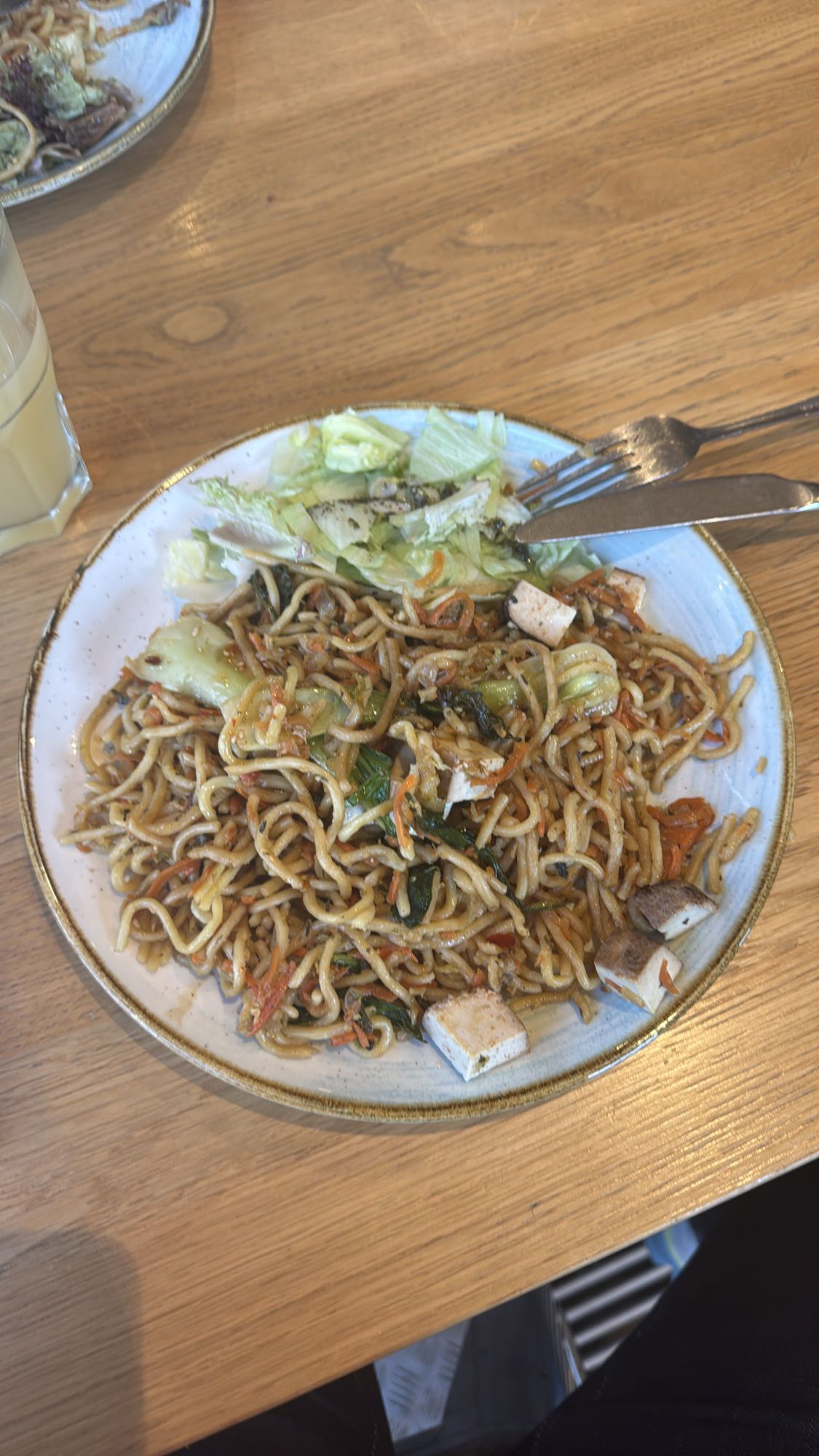 Veggie tofu noodle plate