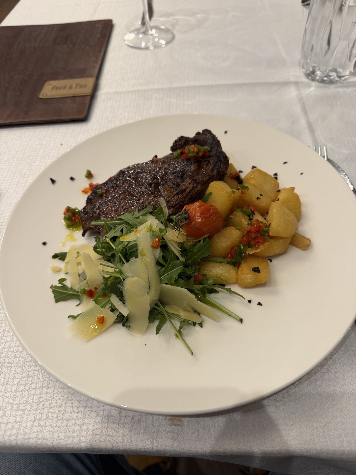 Steak with potatoes & salad