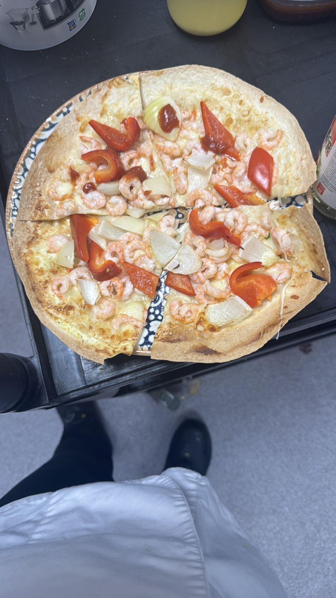 Räkpizza med paprika