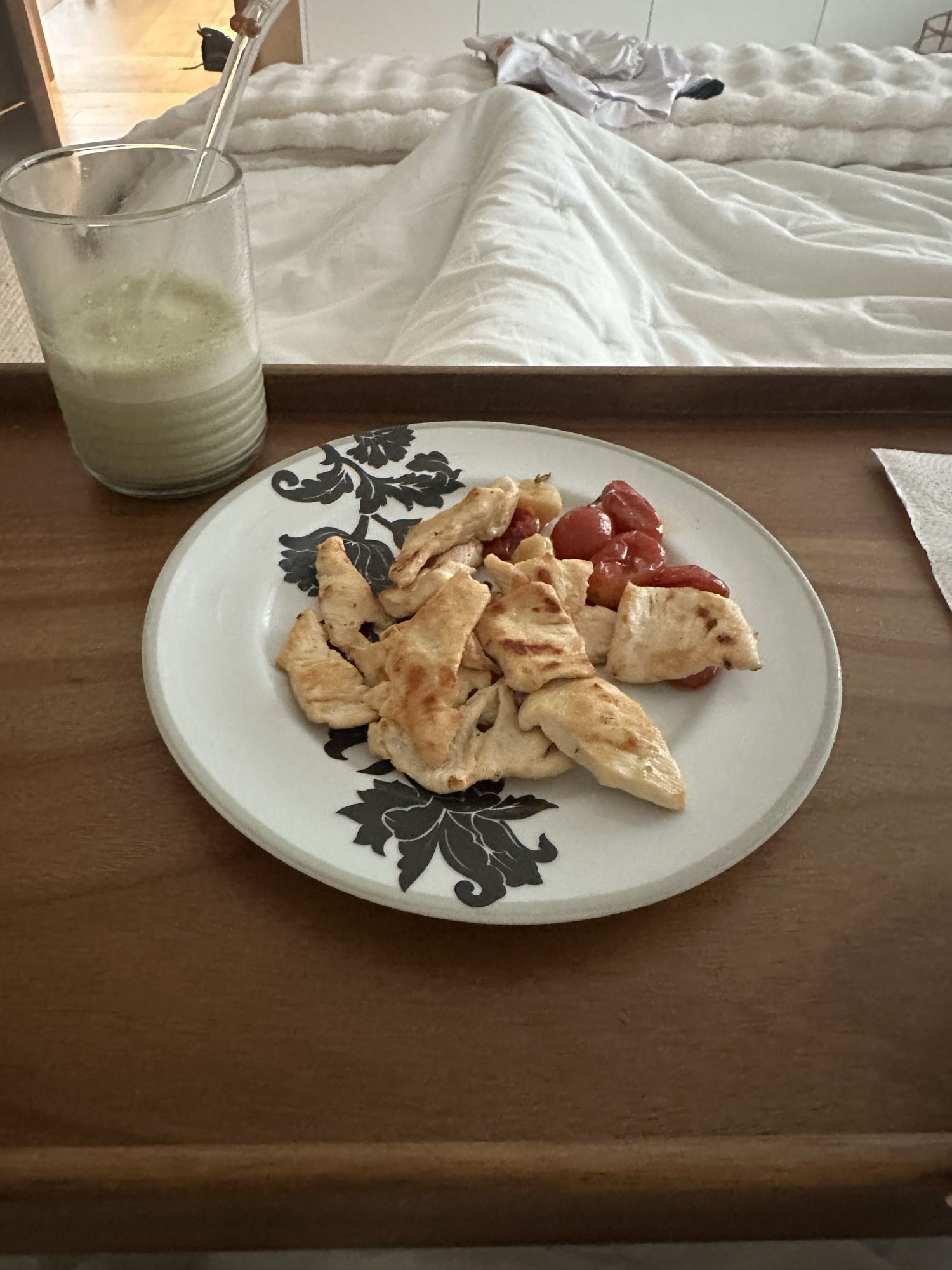 Pollo a la plancha con batido
