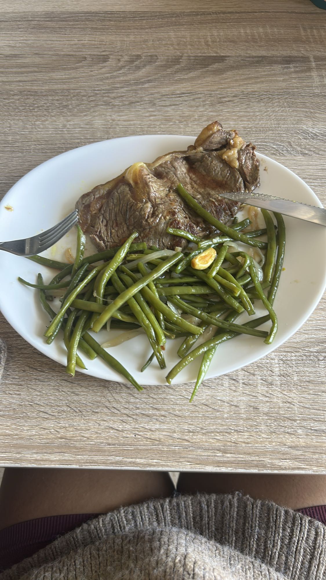 Steak et haricots verts