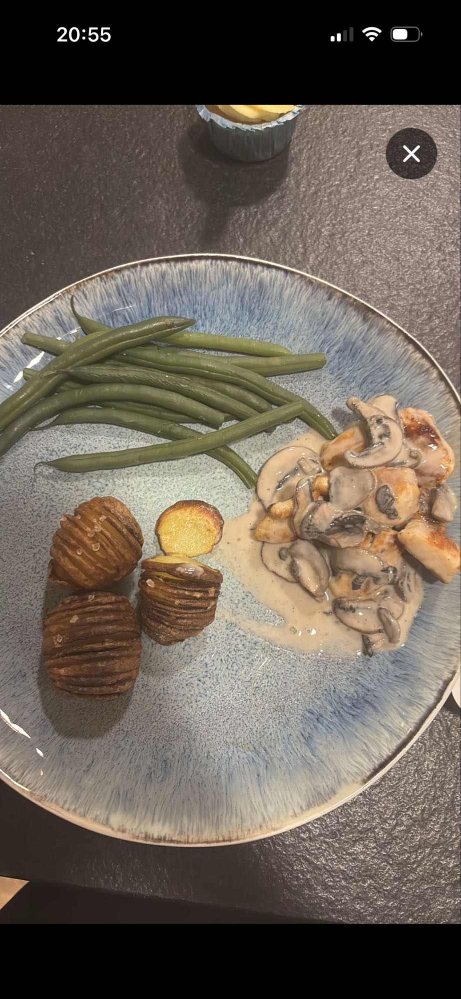 Kip met champignonsaus en groenten