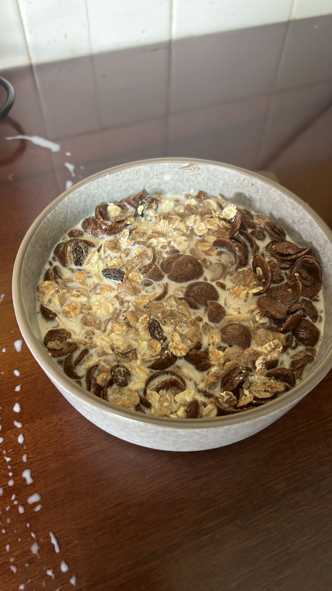 Chocolate cereal muesli bowl