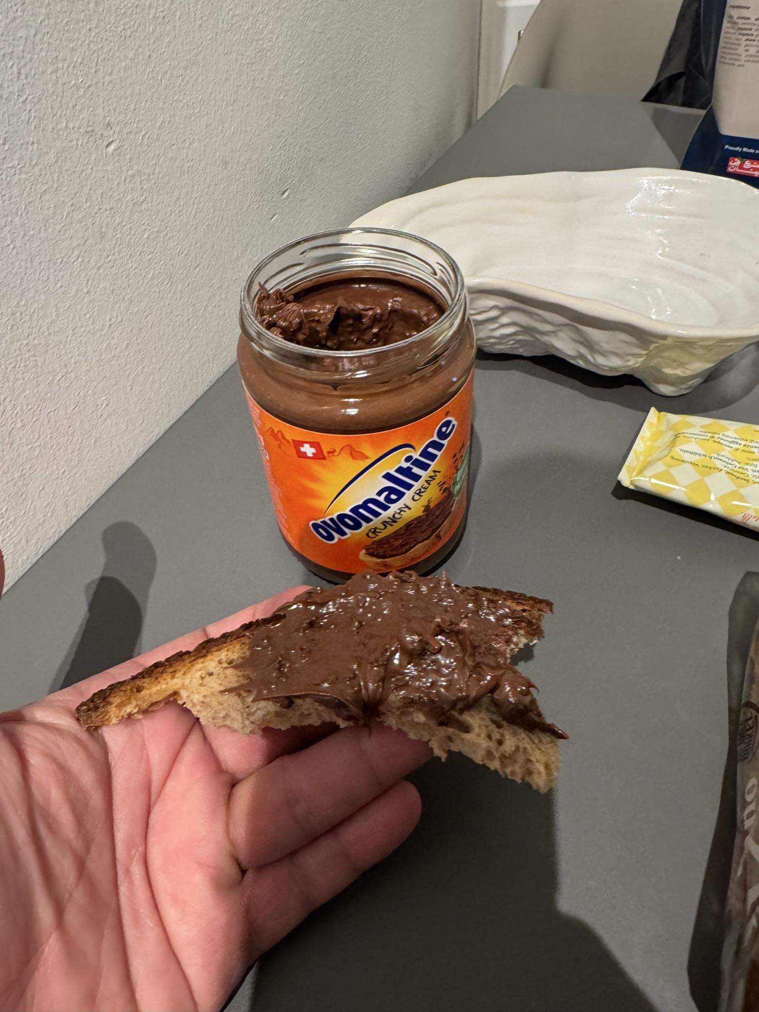 Bread with Ovomaltine spread