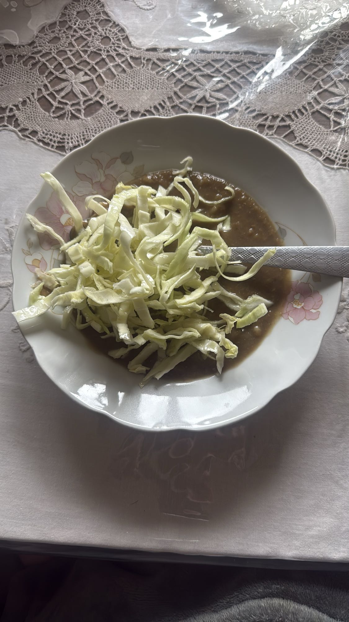 Cabbage and lentil soup