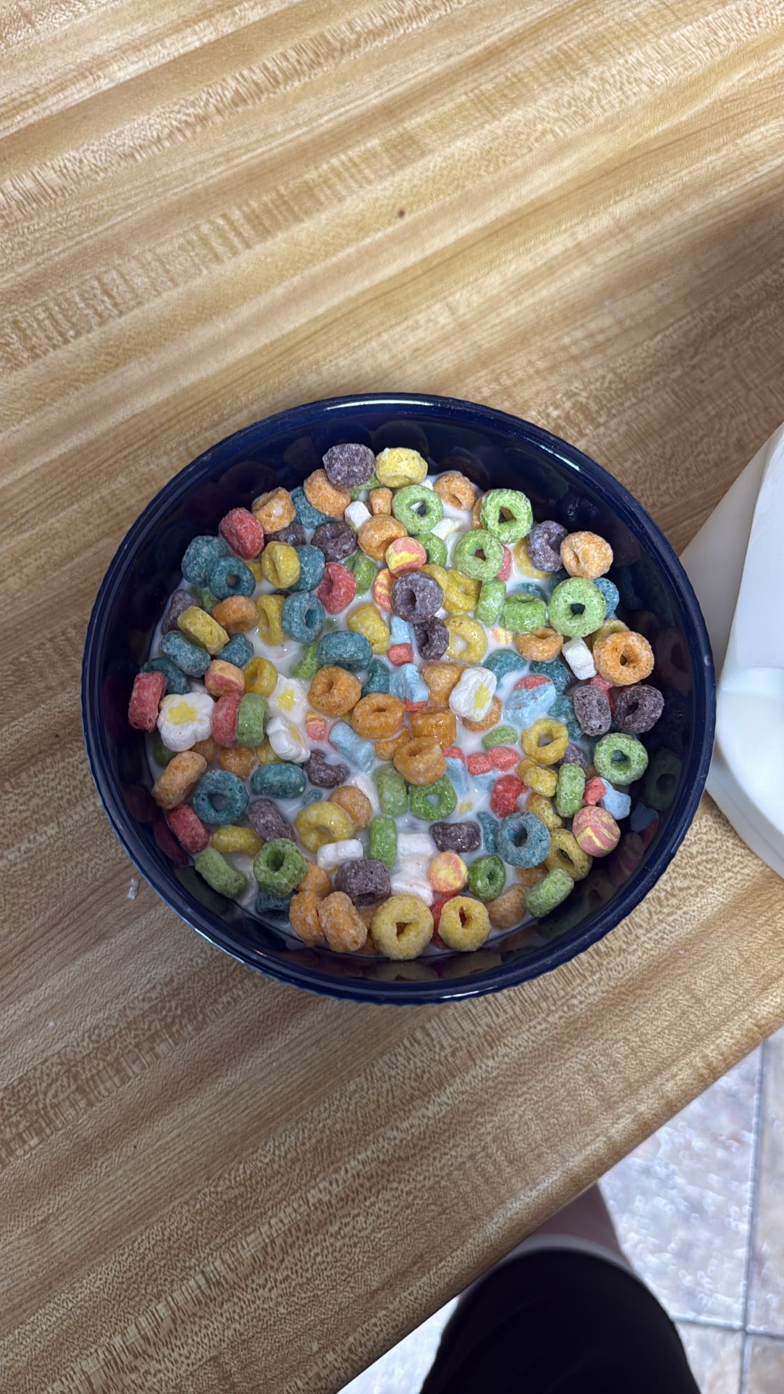 Fruity cereal with milk